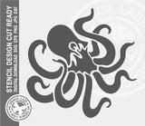 Octopus 1758 Stencil Digital Download Laser Cricut Cut Ready Design Template SVG PNG JPG EPS DXF Files