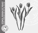 Tulips Flowers 803 Stencil Digital Download Laser Cricut Cut Ready Design Template SVG PNG JPG EPS DXF Files