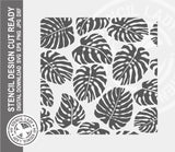 Monstera Plant Leaves Pattern 1000 Stencil Digital Download Laser Cricut Cut Ready Design Template SVG PNG JPG EPS DXF Files